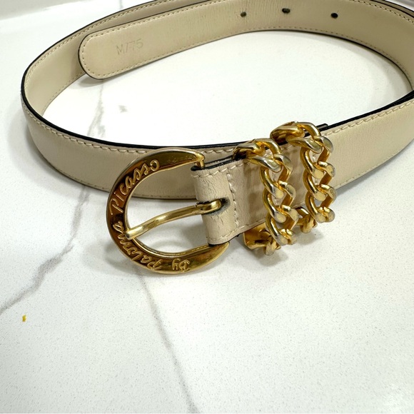 Paloma Picasso Accessories - Vintage Paloma Picasso Cream and Gold Chain Hardware Belt, Size M / 75